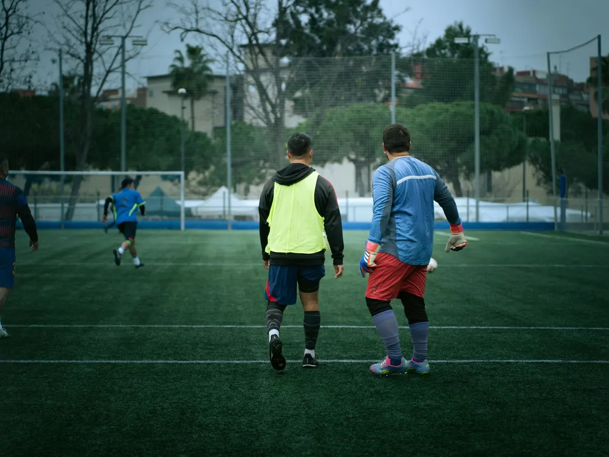 Entraînement de football en soirée